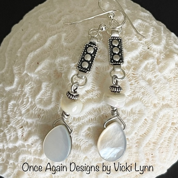 Artisan Jewelry - Mother of Pearl Earrings - Artisan “Sea Pearl” Dangles
